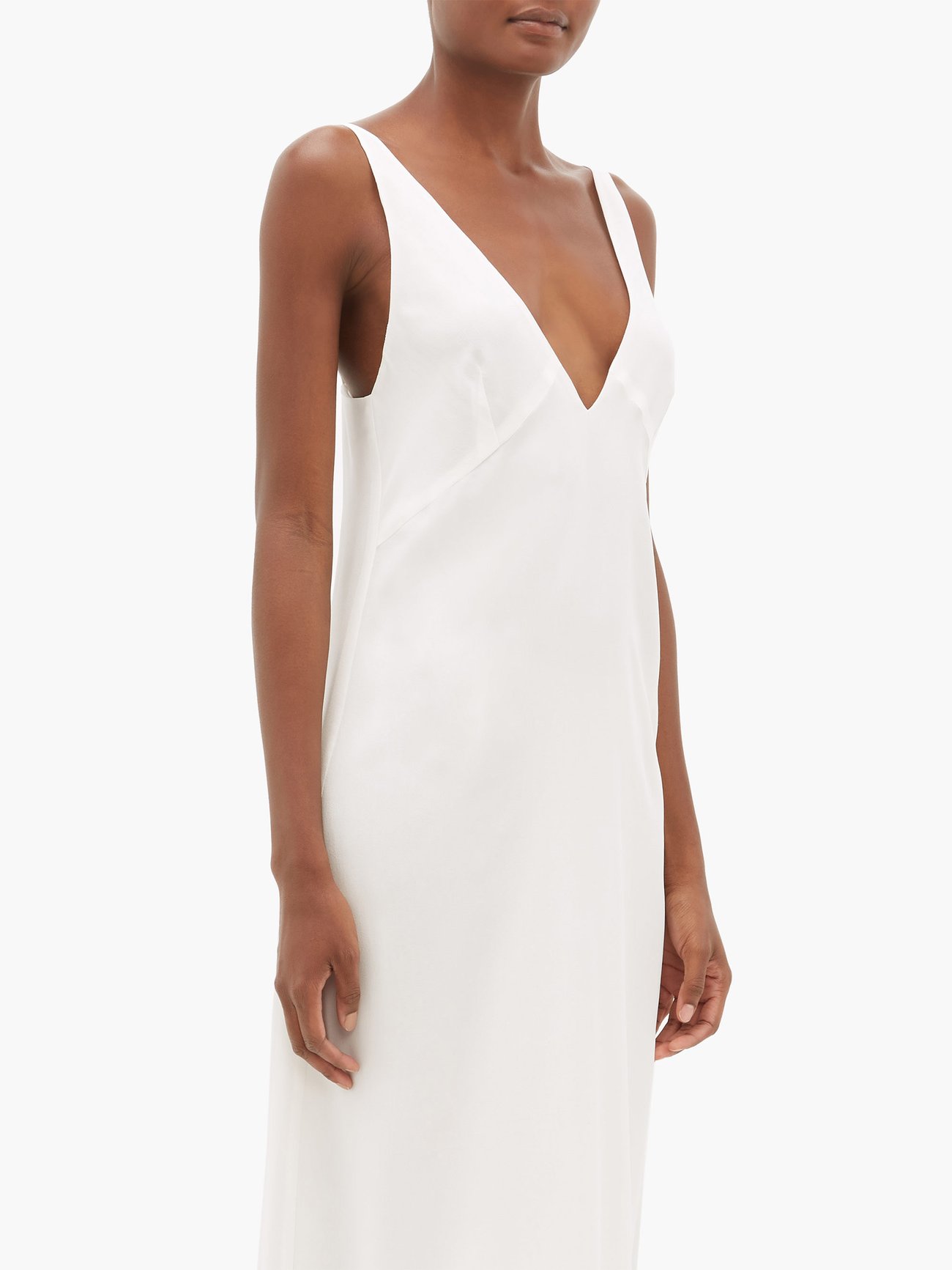 White Bust-cup silk crepe de Chine slip dress, Raey