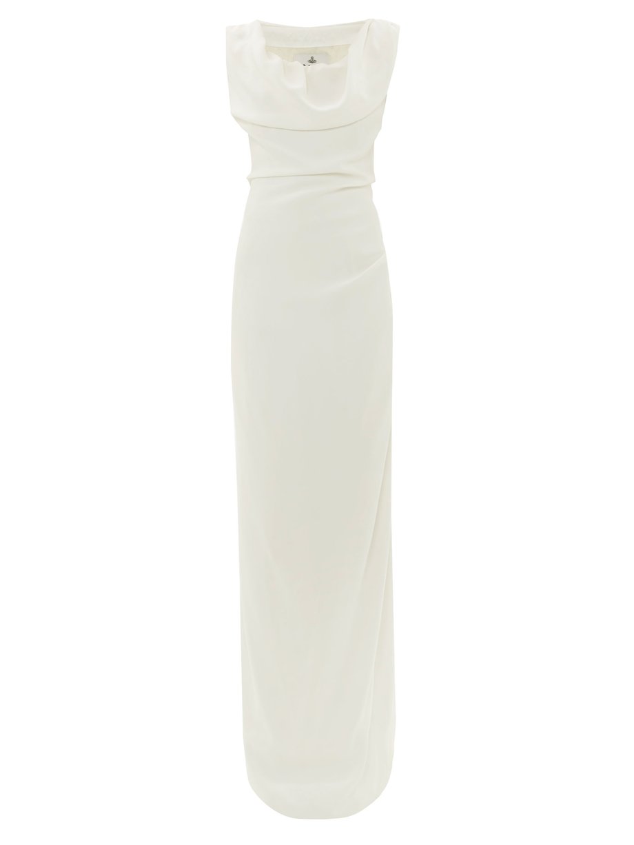 White Ginnie draped off-the-shoulder satin dress | Vivienne Westwood ...