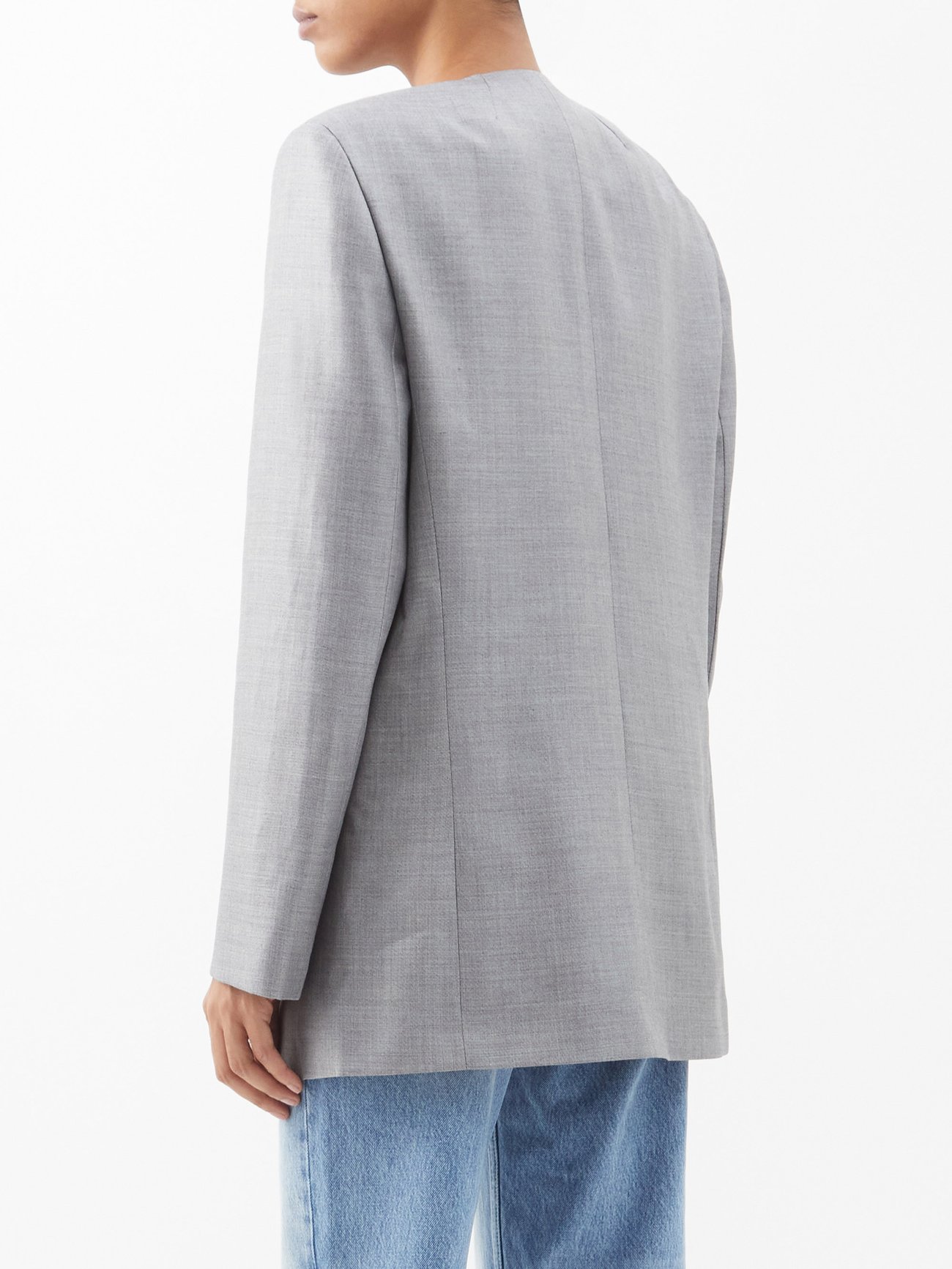 COS Collarless Wool Blazer in Gray for Men