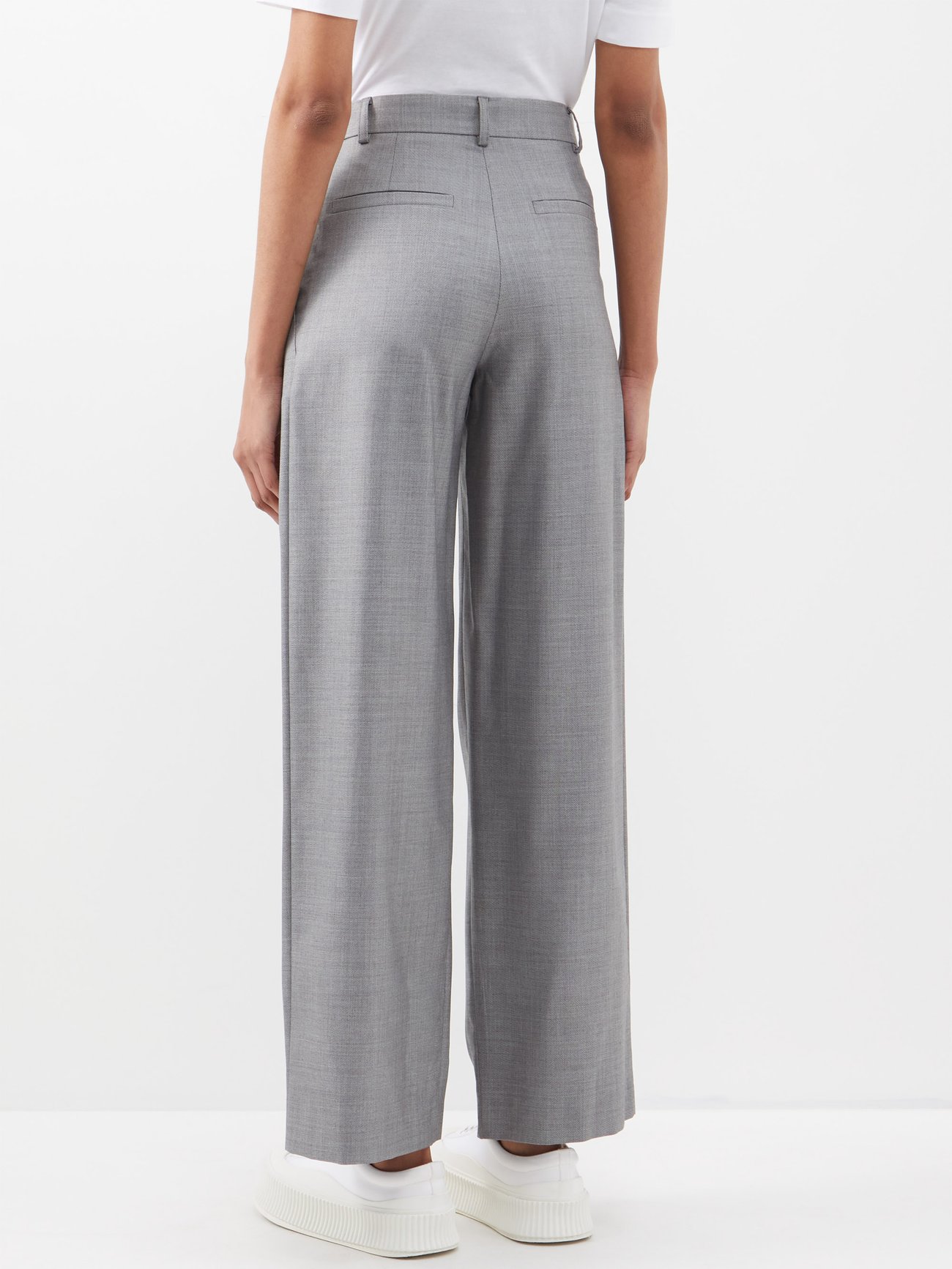 Wide-leg wool-blend trousers