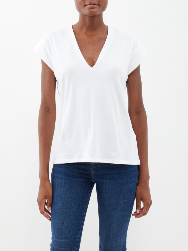 FRAME Le Mid V-neck cotton T-shirt