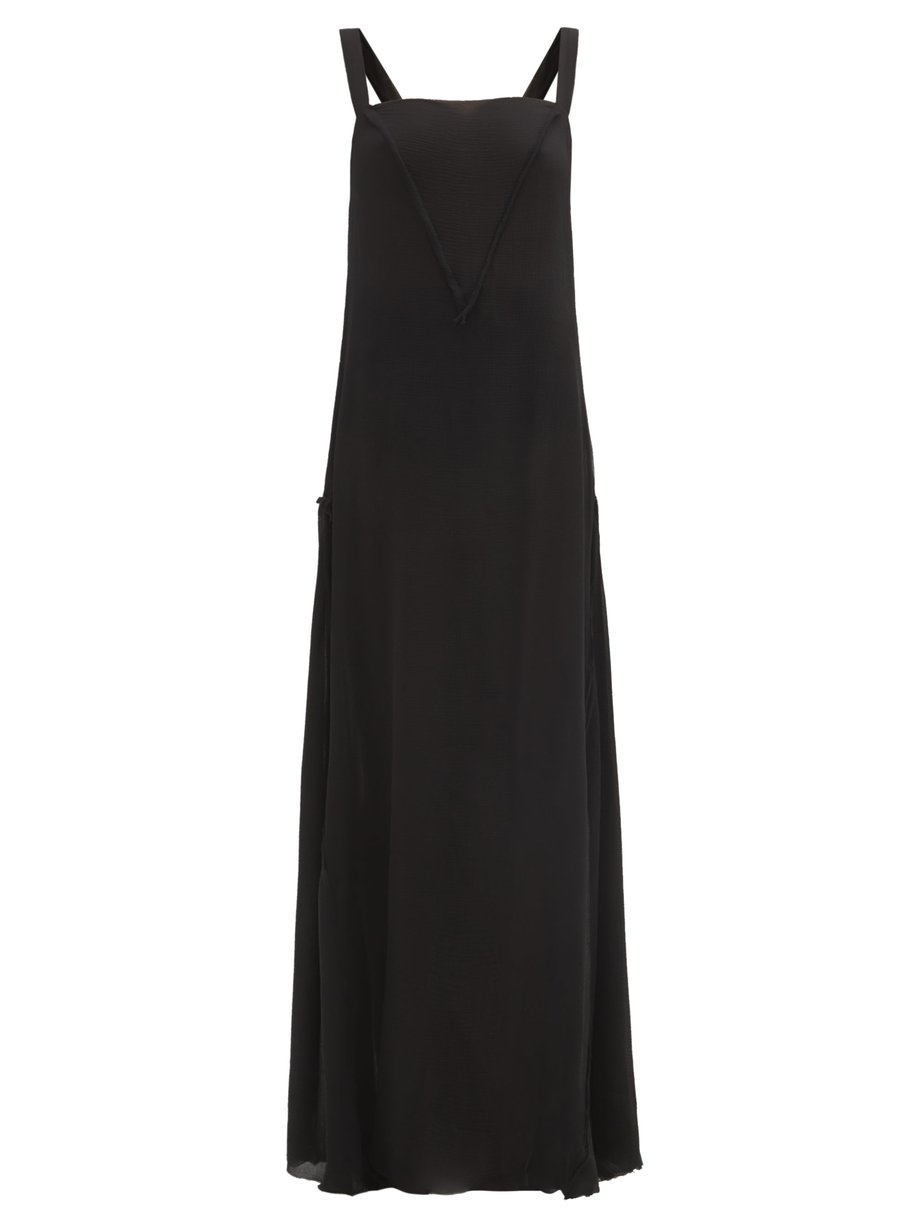Black Manuela square-neck silk-crepe maxi dress | Albus Lumen ...