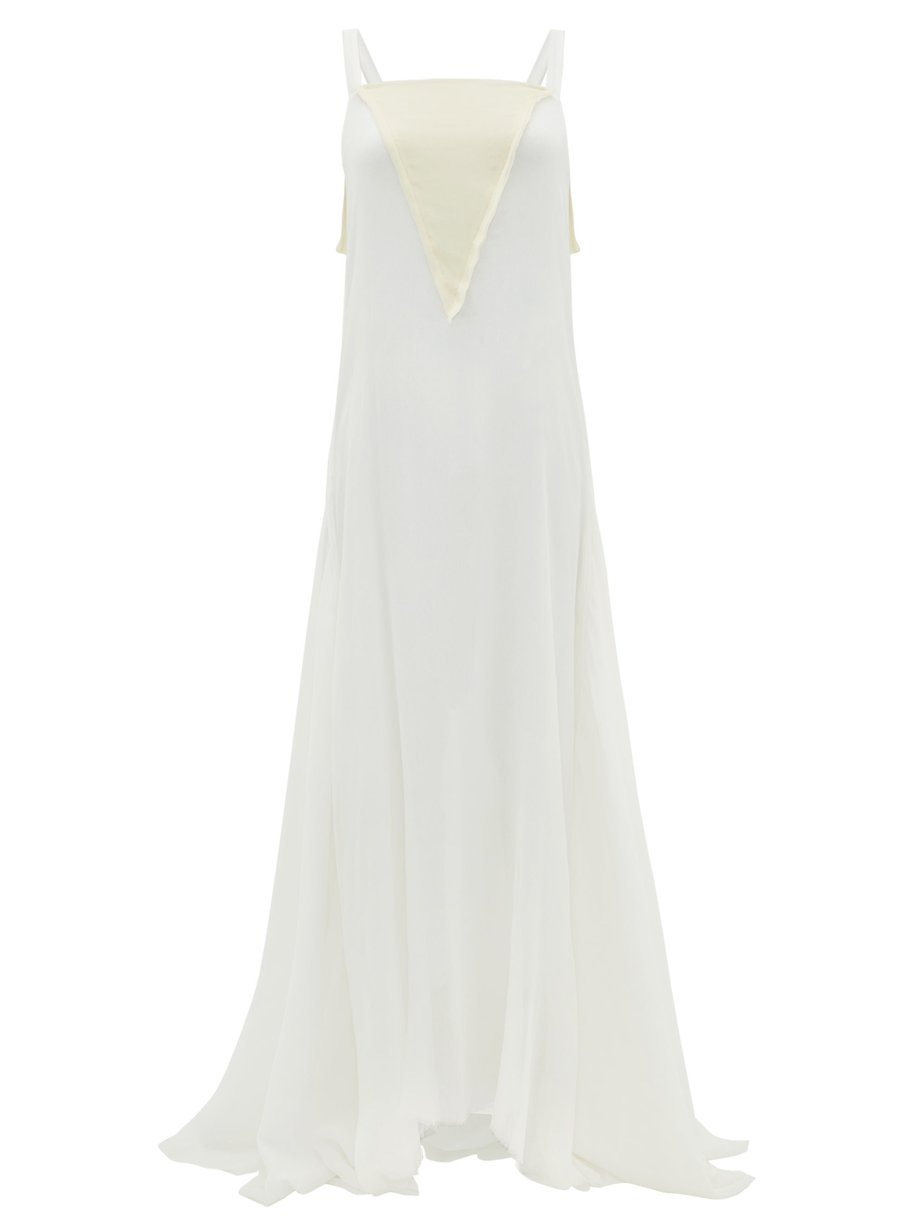 White Bow-back silk plissé-chiffon gown | Albus Lumen | MATCHESFASHION UK