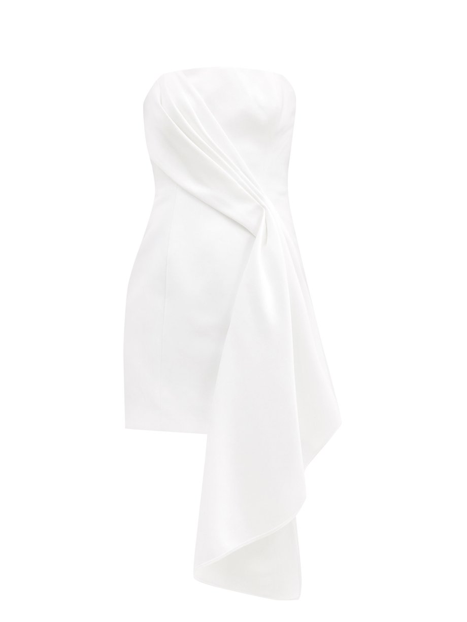 White Bustier draped duchess-satin mini dress | Halpern | MATCHESFASHION UK