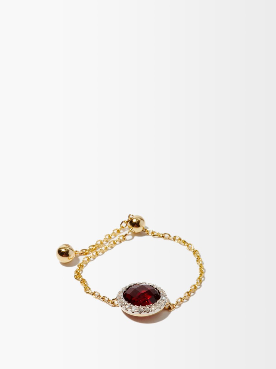 Anissa Kermiche January diamond, garnet & 14kt gold chain ring