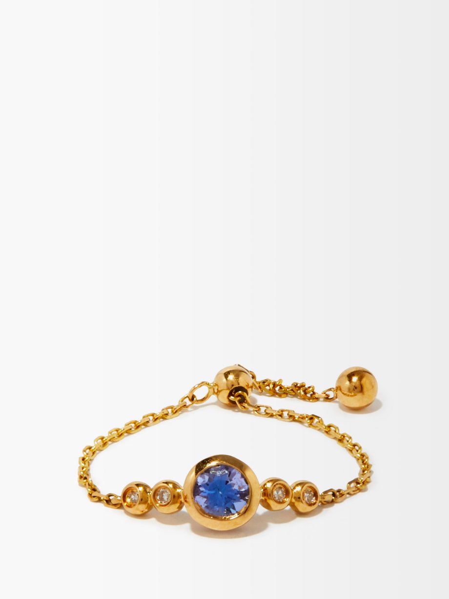 Anissa Kermiche December tanzanite, diamond & gold chain ring