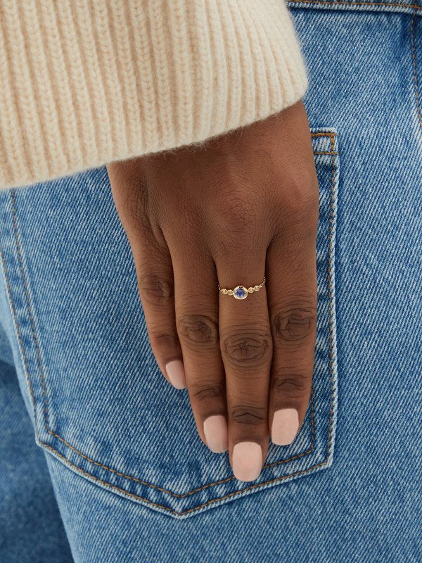 Anissa Kermiche December tanzanite, diamond & gold chain ring