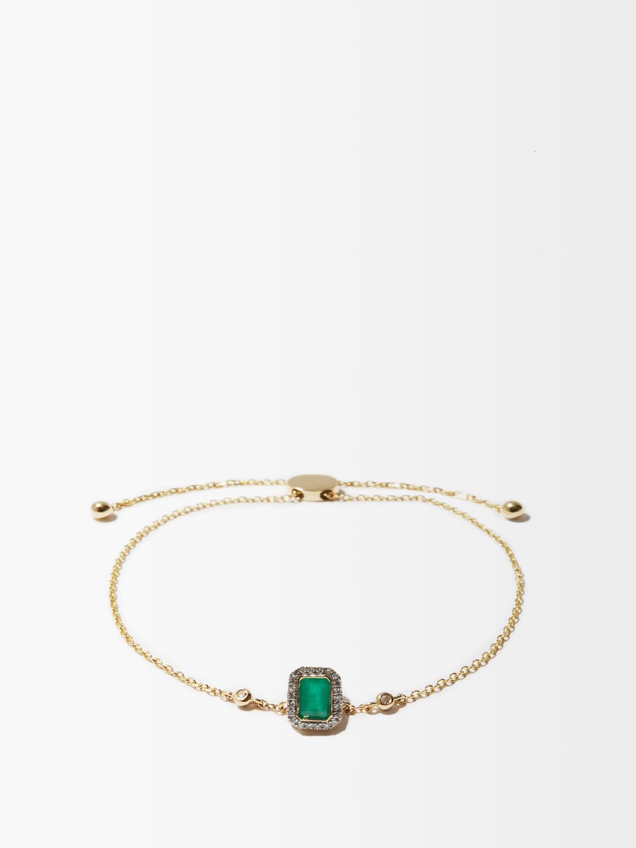 Gold May emerald, diamond & 14k gold bracelet | Anissa Kermiche ...