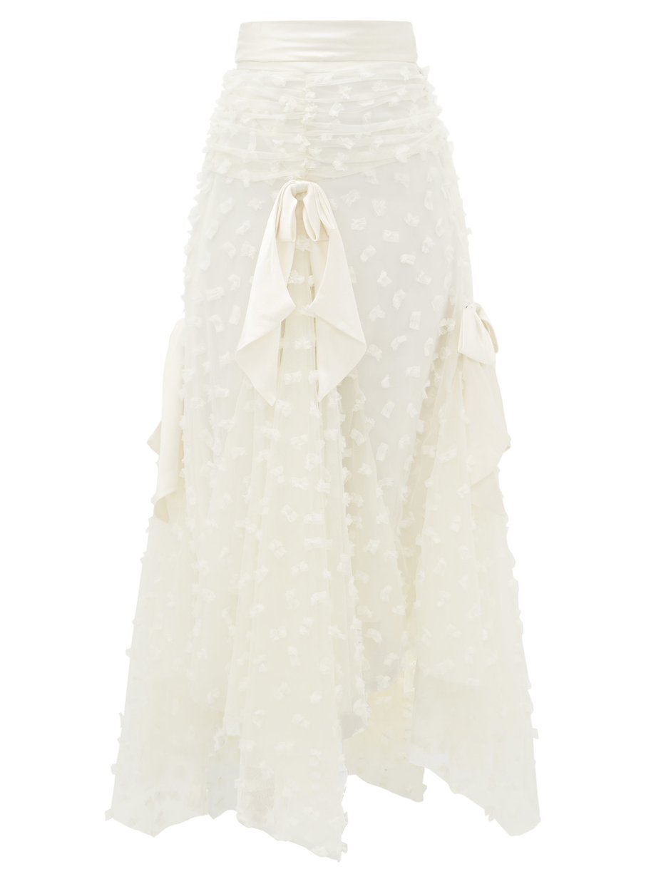 White Satin-trimmed bow-appliqué tulle skirt | Rodarte | MATCHESFASHION US