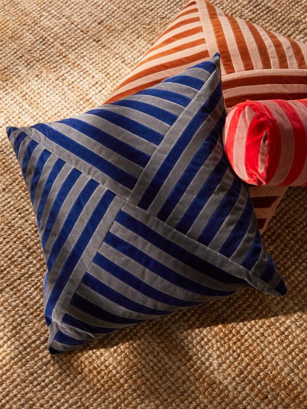 Christina Lundsteen Lily striped cotton-velvet cushion