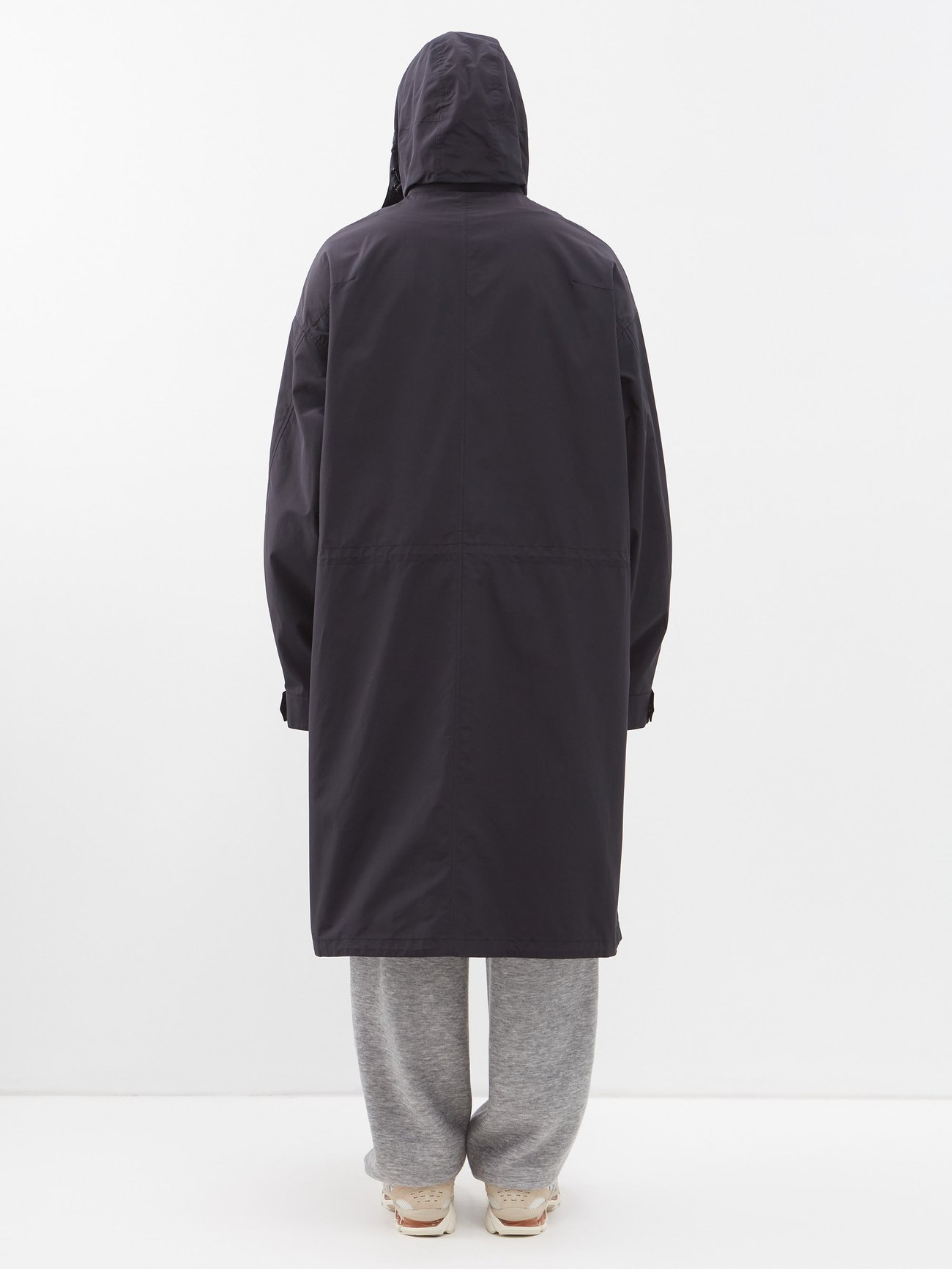 Navy Oversized lightweight cotton-blend hooded raincoat | Raey 