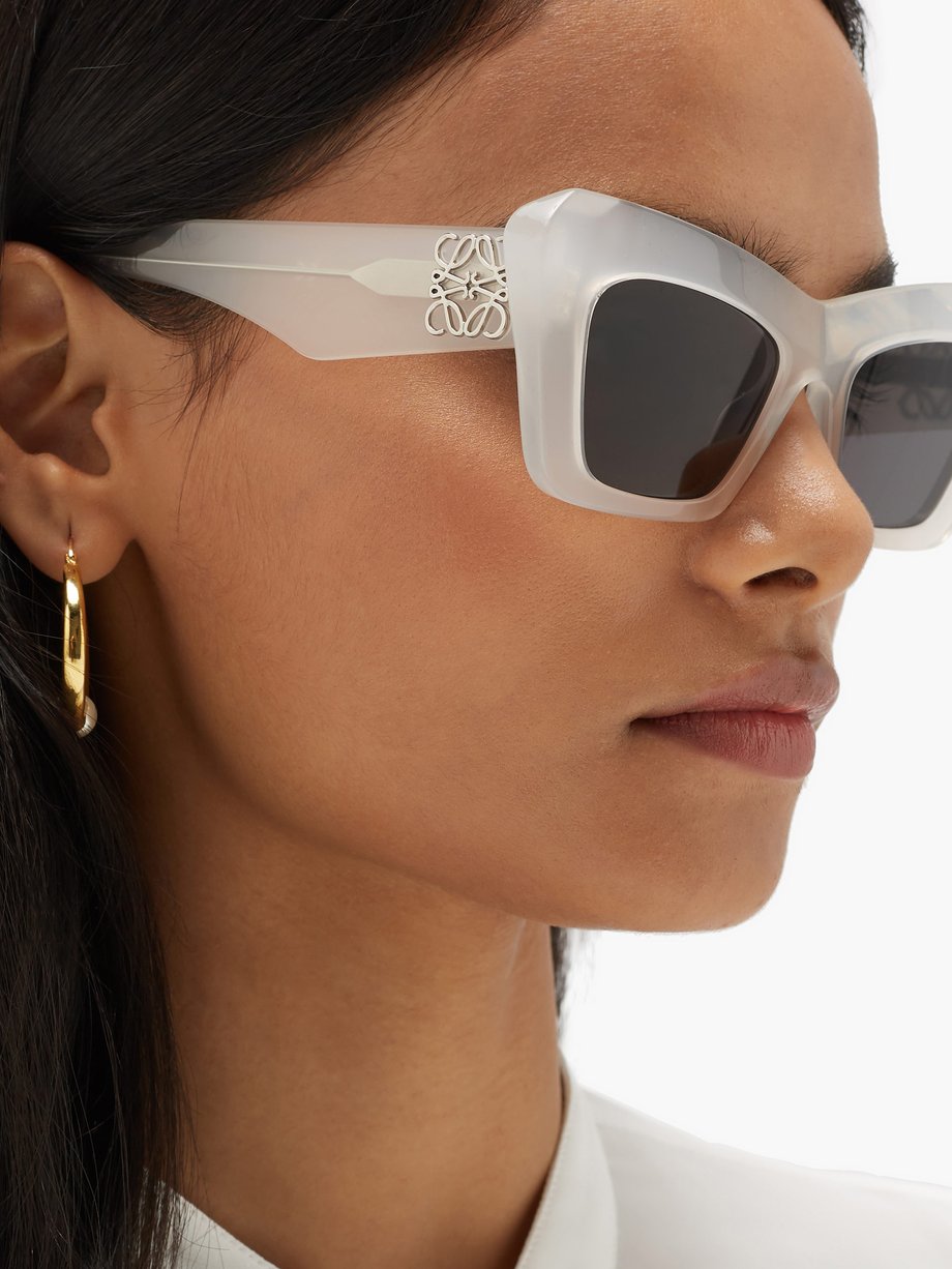 White Anagram-logo cat-eye acetate sunglasses, LOEWE