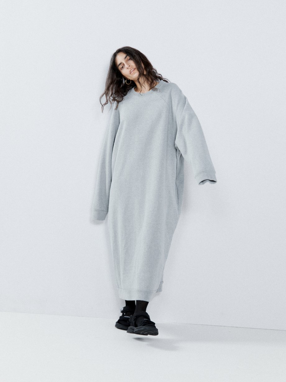 Grey Recycled-yarn cotton-blend sweatshirt dress | Raey | MATCHES UK