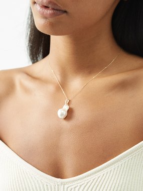 Mateo Diamond, baroque pearl & 14kt gold necklace