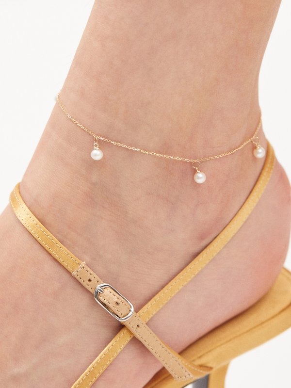 Mateo 5 Point pearl & 14kt gold anklet