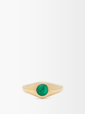 Lizzie Mandler Emerald & 18kt gold signet ring