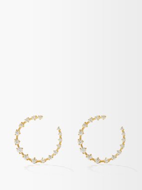 Jade Trau Crescent diamond & 18kt gold hoops