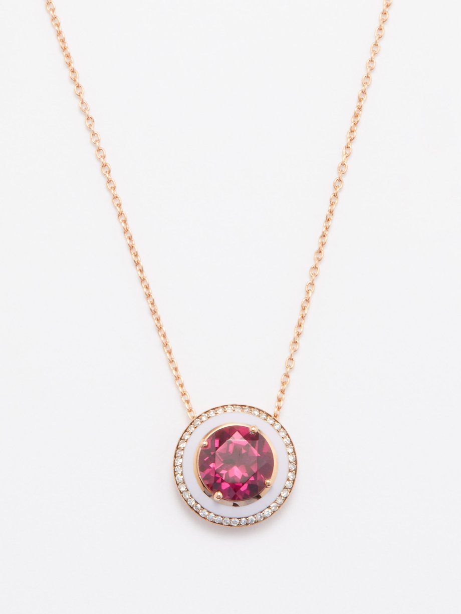 Selim Mouzannar Diamond, rhodolite & 18kt rose-gold necklace