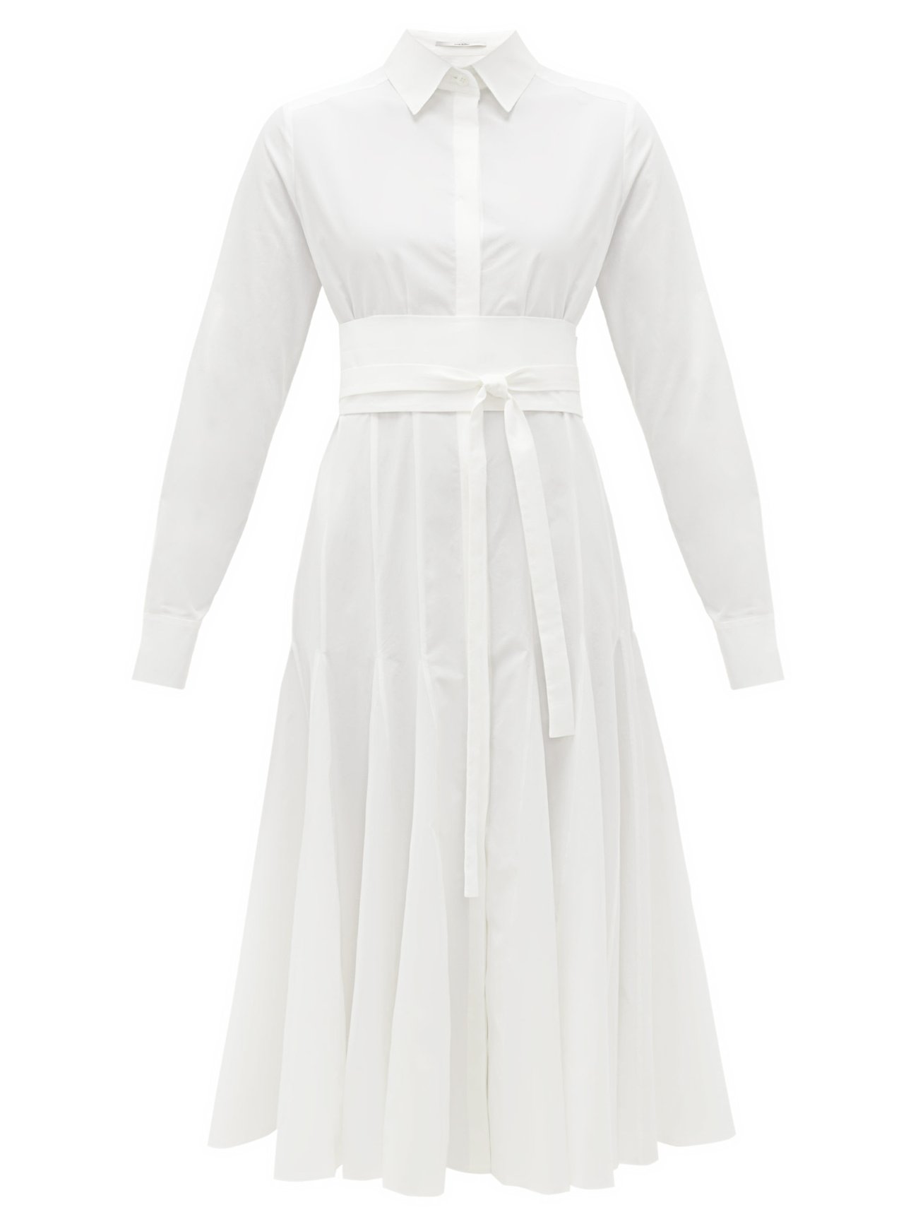 White Belted godet-panelled organic-cotton shirt dress | Another ...
