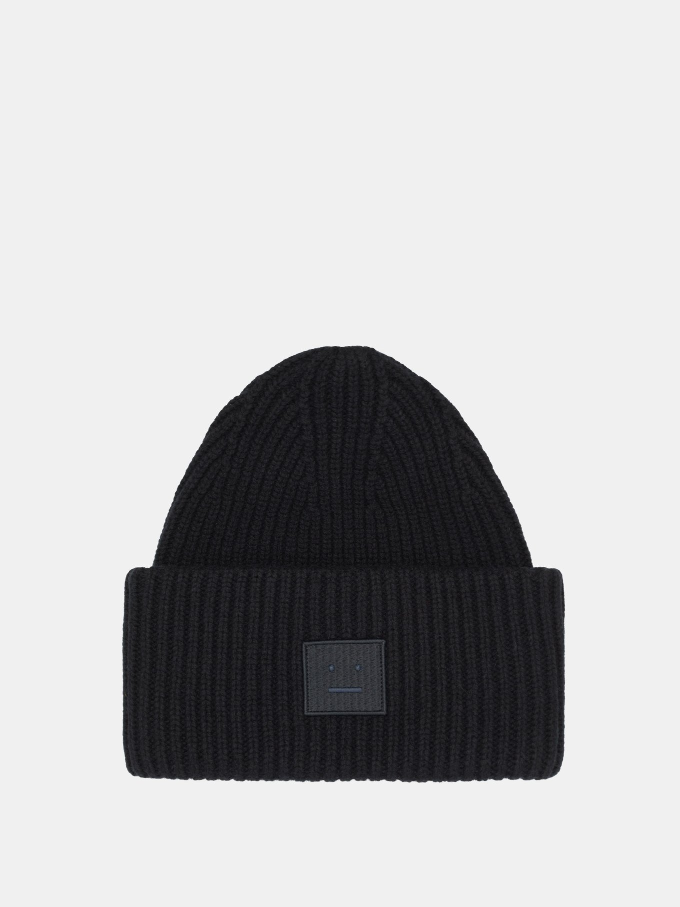 Black Pansy Face patch beanie Acne MATCHESFASHION US