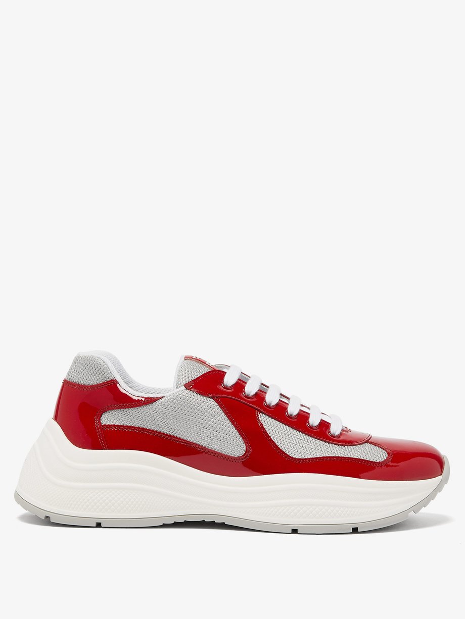 Maan ik ontbijt Modieus Red America's Cup XL patent leather and mesh trainers | Prada |  MATCHESFASHION US