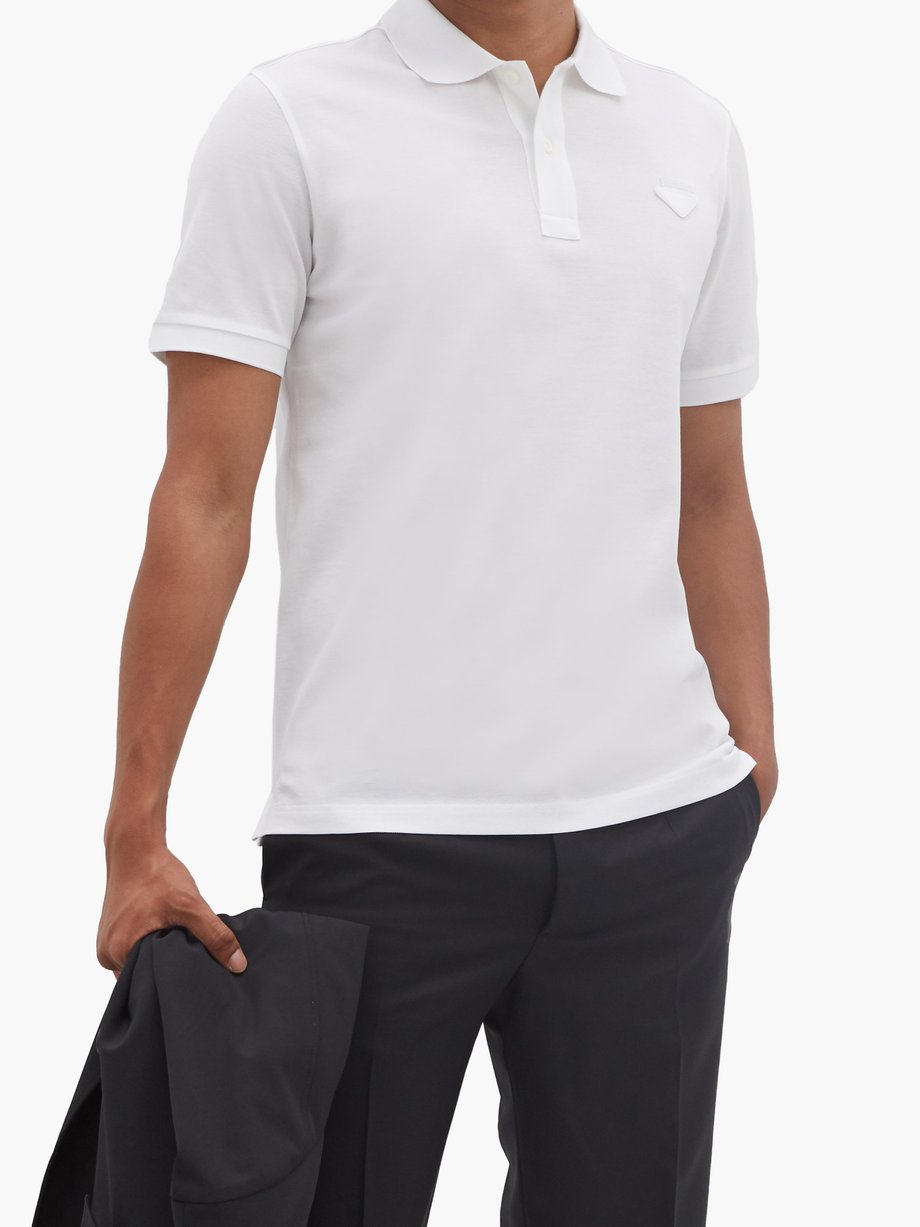 White Conceptual Triangle cotton-piqué polo shirt | Prada | MATCHES UK