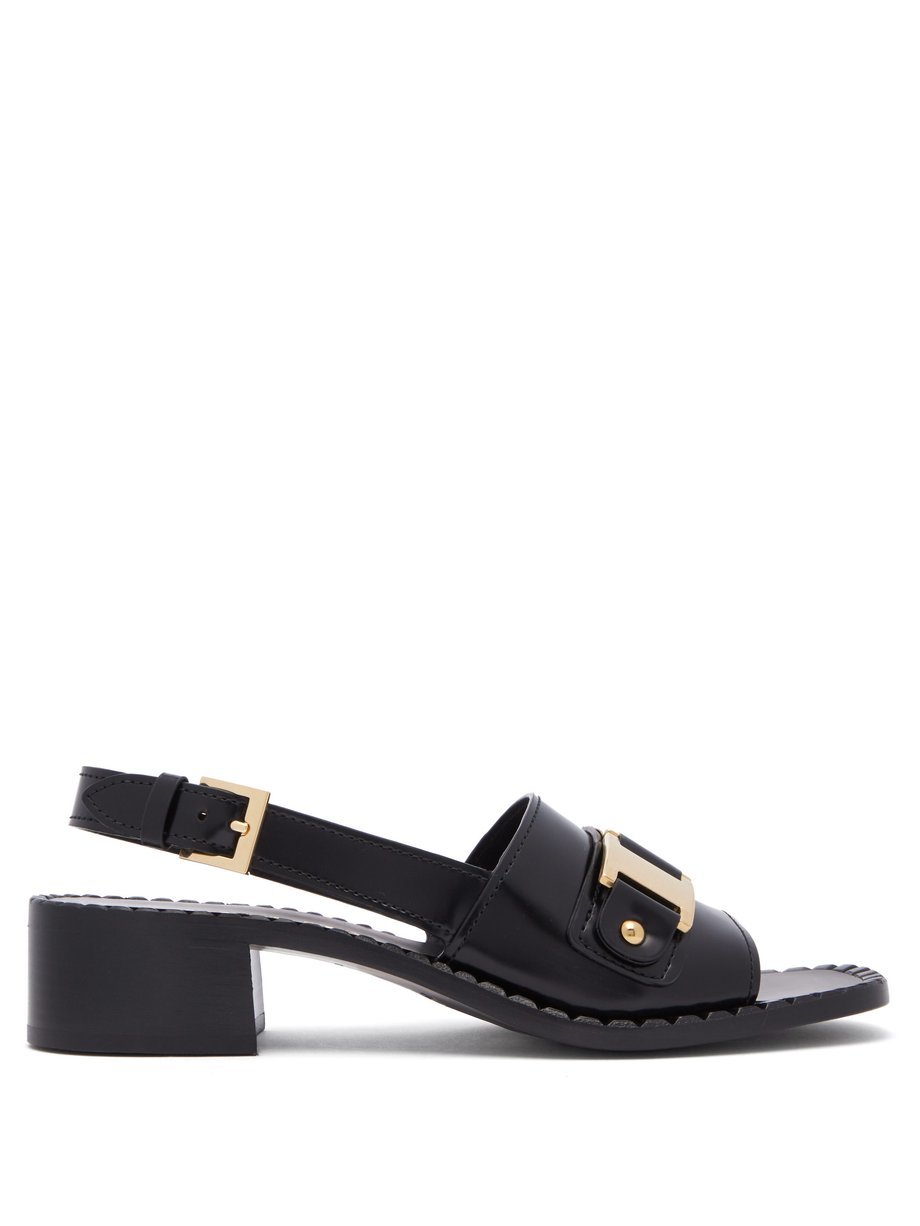 Prada Chain-front leather slingback heeled sandals