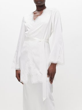 Agent Provocateur Amelea Leavers lace-trimmed silk-blend satin robe