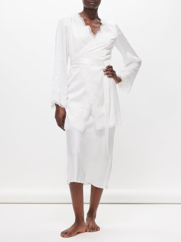 Agent Provocateur Amelea Leavers lace-trimmed silk-blend satin robe