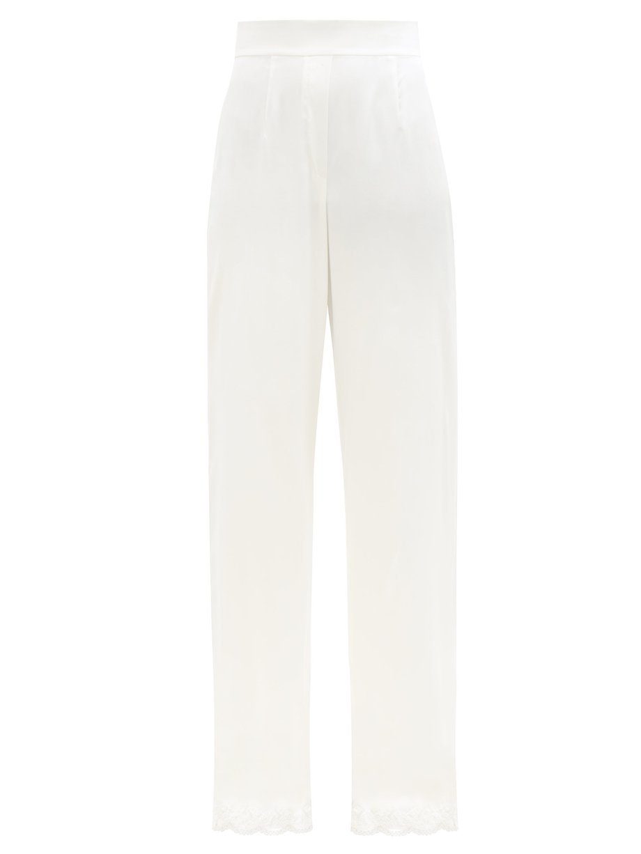 White Amelea wide-leg silk-blend satin pyjama trousers | Agent ...
