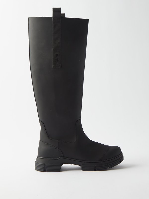 GANNI (Ganni) Chunky recycled-rubber knee-high boots