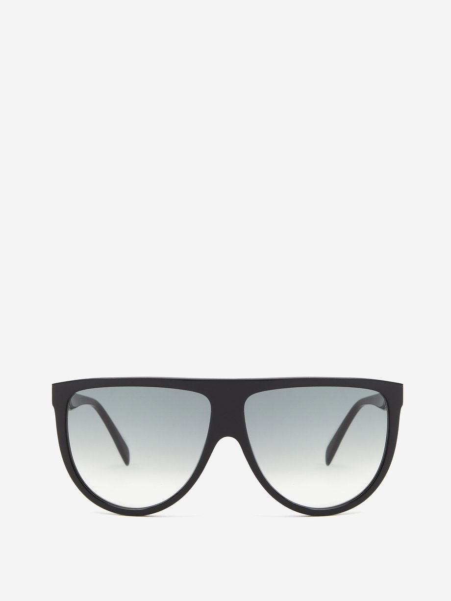 Black Oversized flat-top acetate sunglasses | Celine Eyewear ...