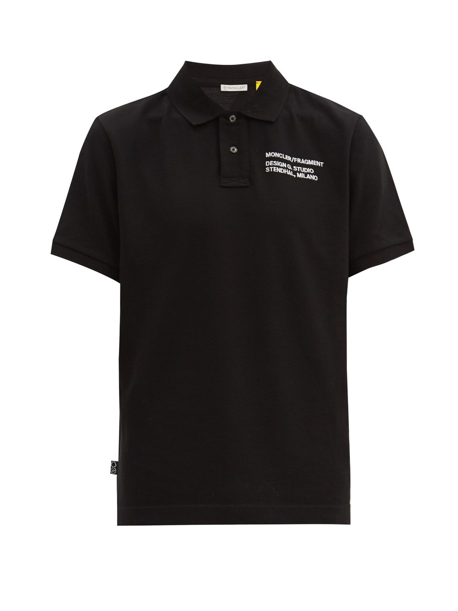 Black Logo-embroidered cotton polo shirt | Moncler Genius ...