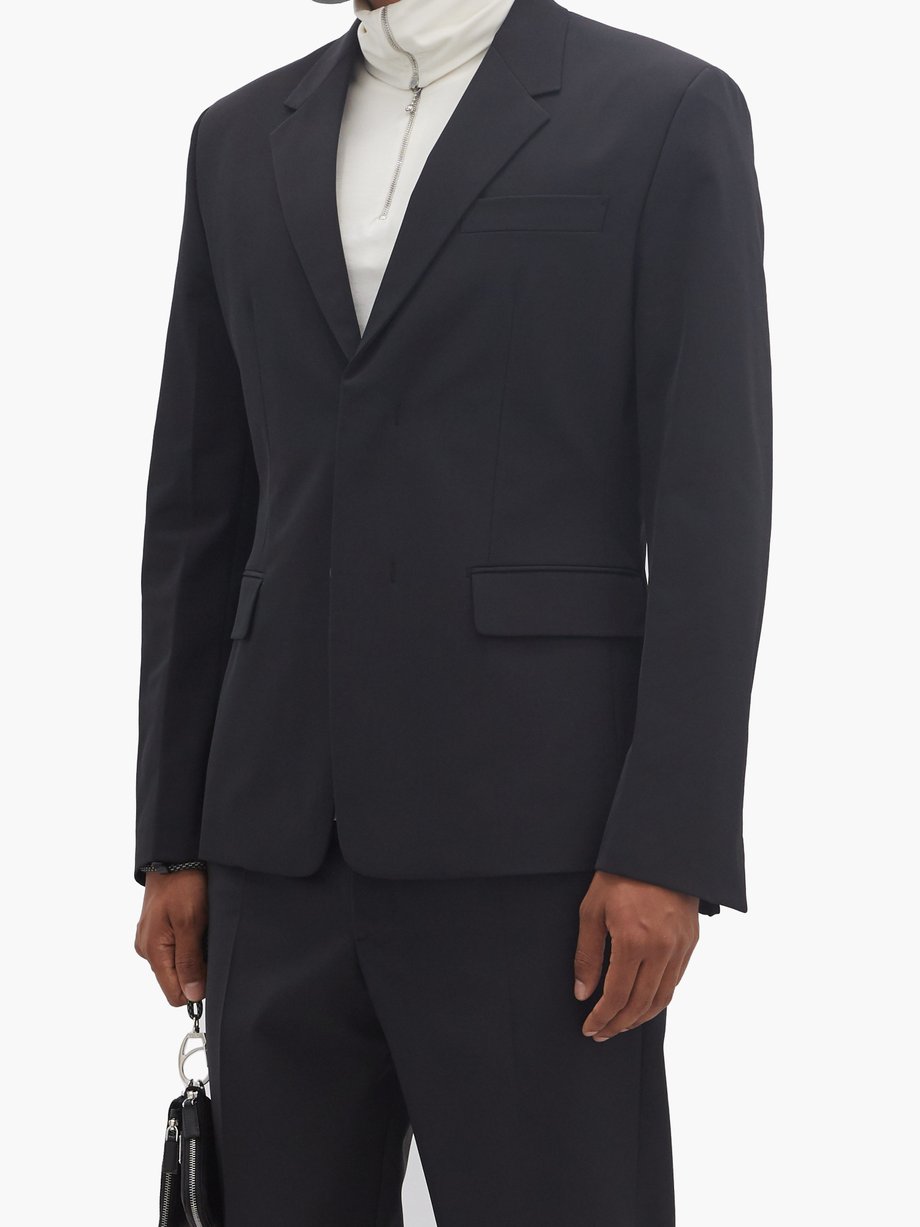 Black Concealed-button twill jacket | Prada | MATCHES UK