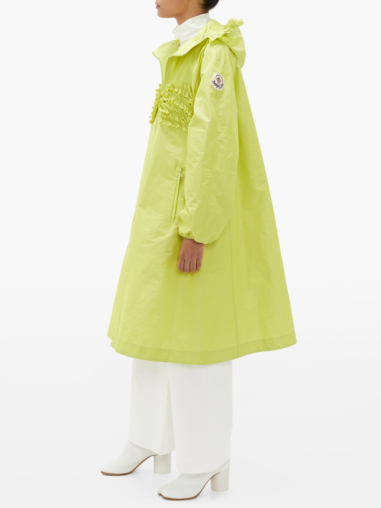 Green Agatea broderie-anglaise technical hooded jacket | Moncler