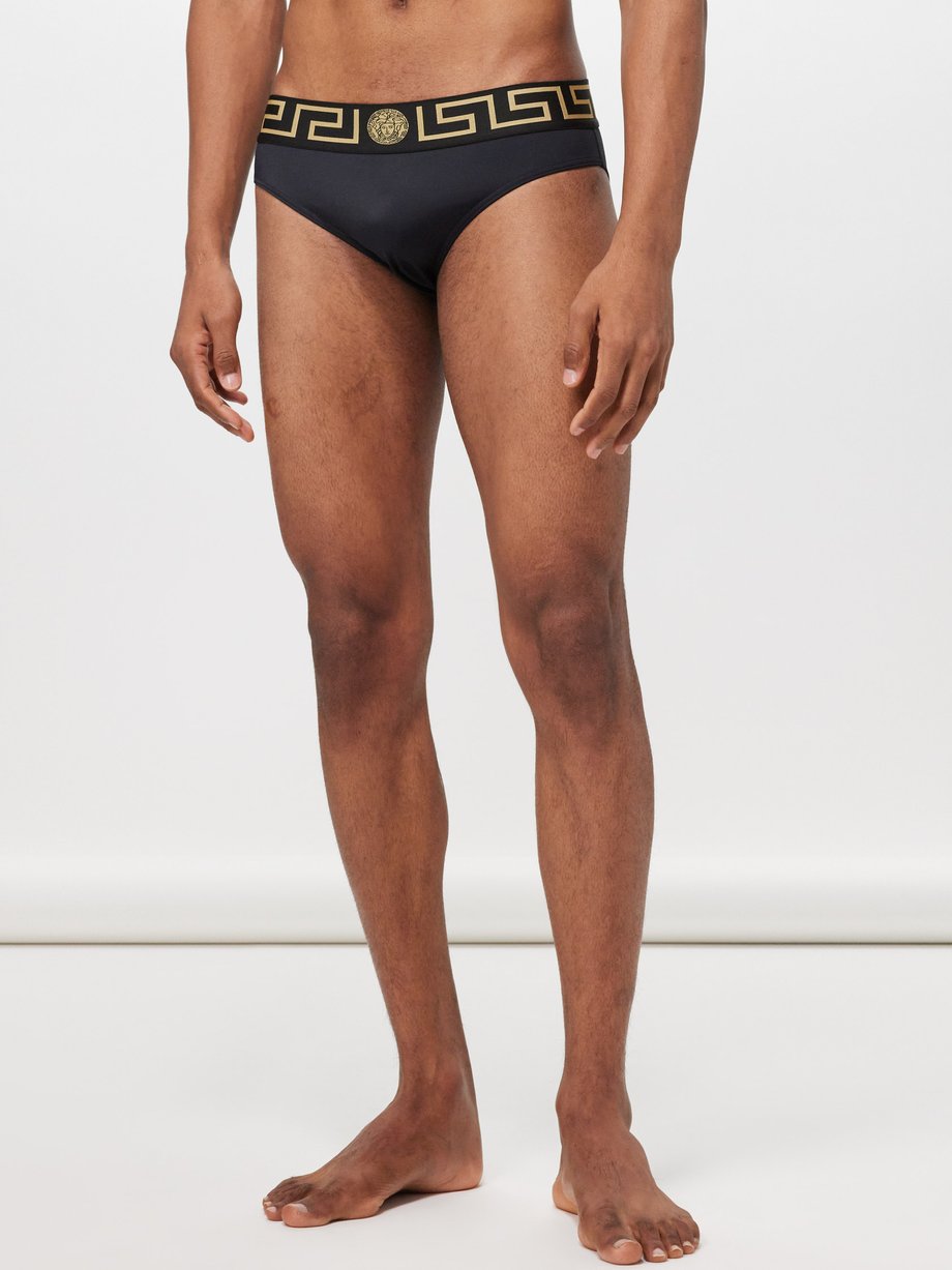 Versace Underwear Black Greca Swim Shorts