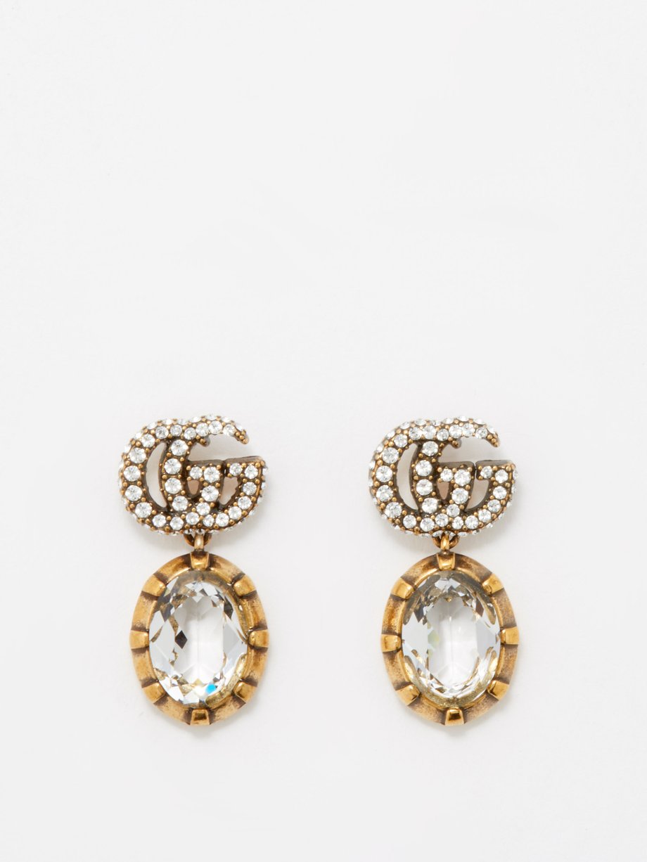 Metallic GG crystal drop earrings | Gucci | MATCHESFASHION UK