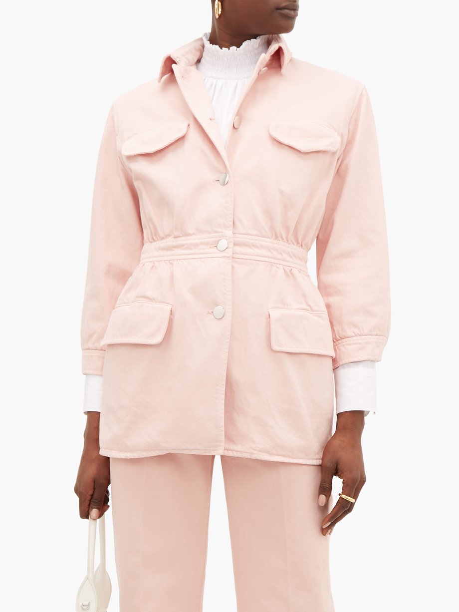 Pink Gathered-waist denim jacket | Prada | MATCHESFASHION UK