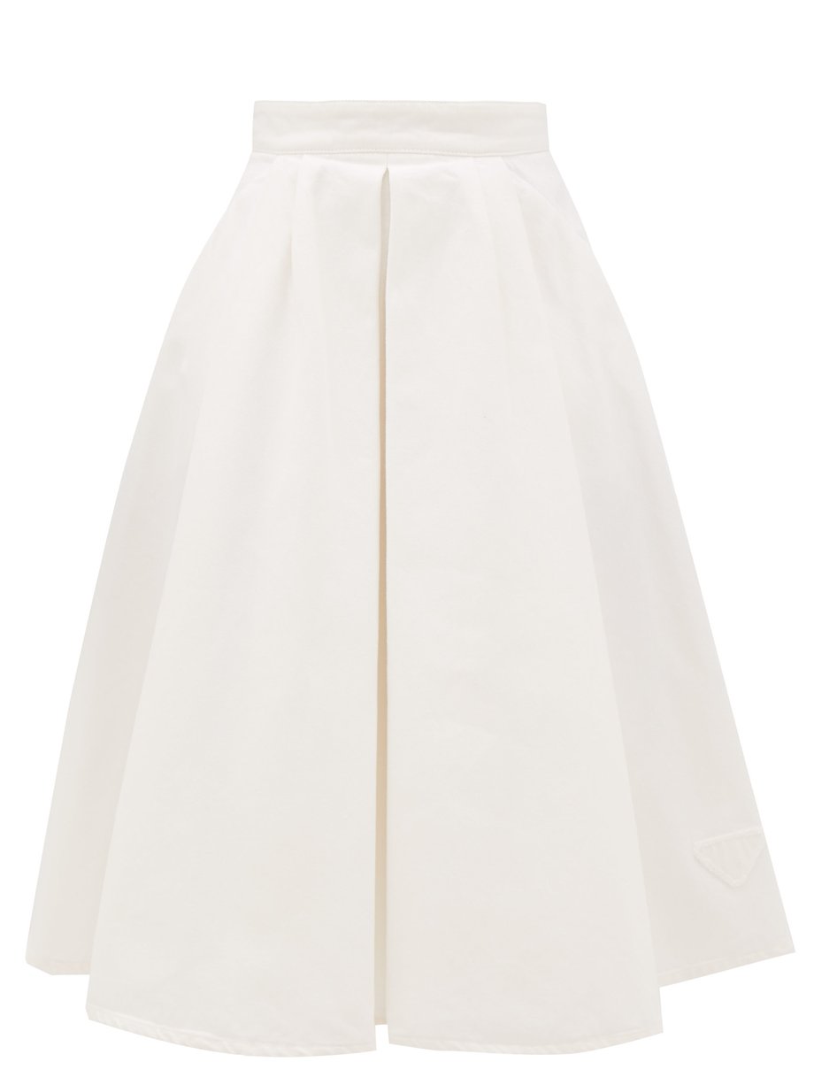 White Pleated denim skirt | Prada | MATCHESFASHION UK