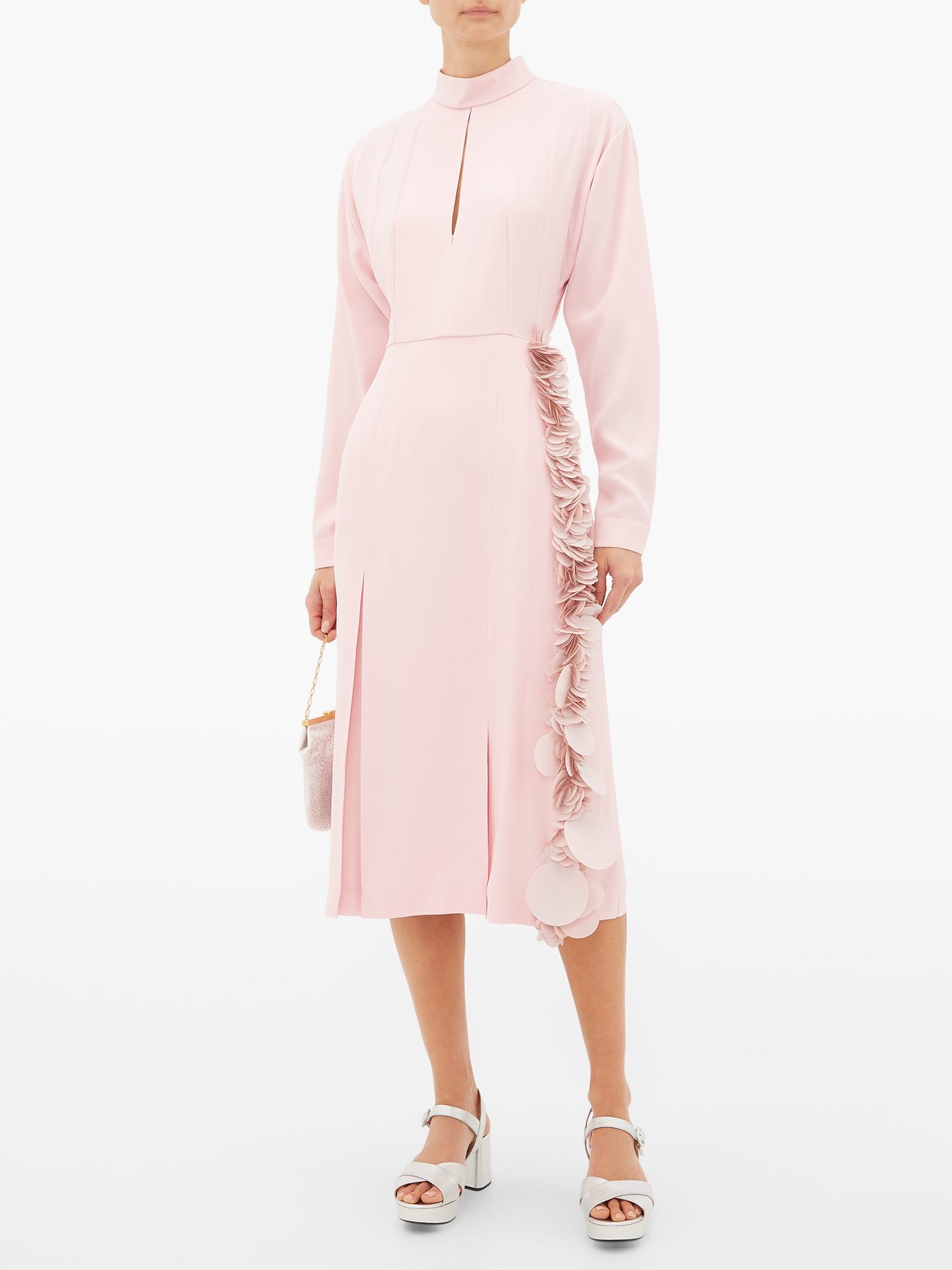 Pink Paillette-trimmed crepe dress | Prada | MATCHES UK
