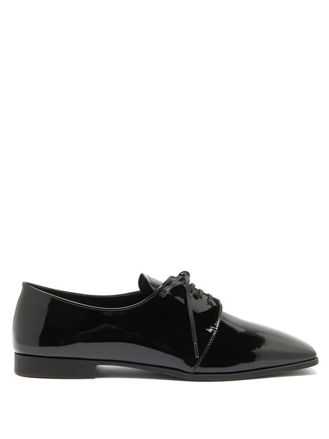 Black Square-toe patent-leather shoes | Prada | MATCHES UK