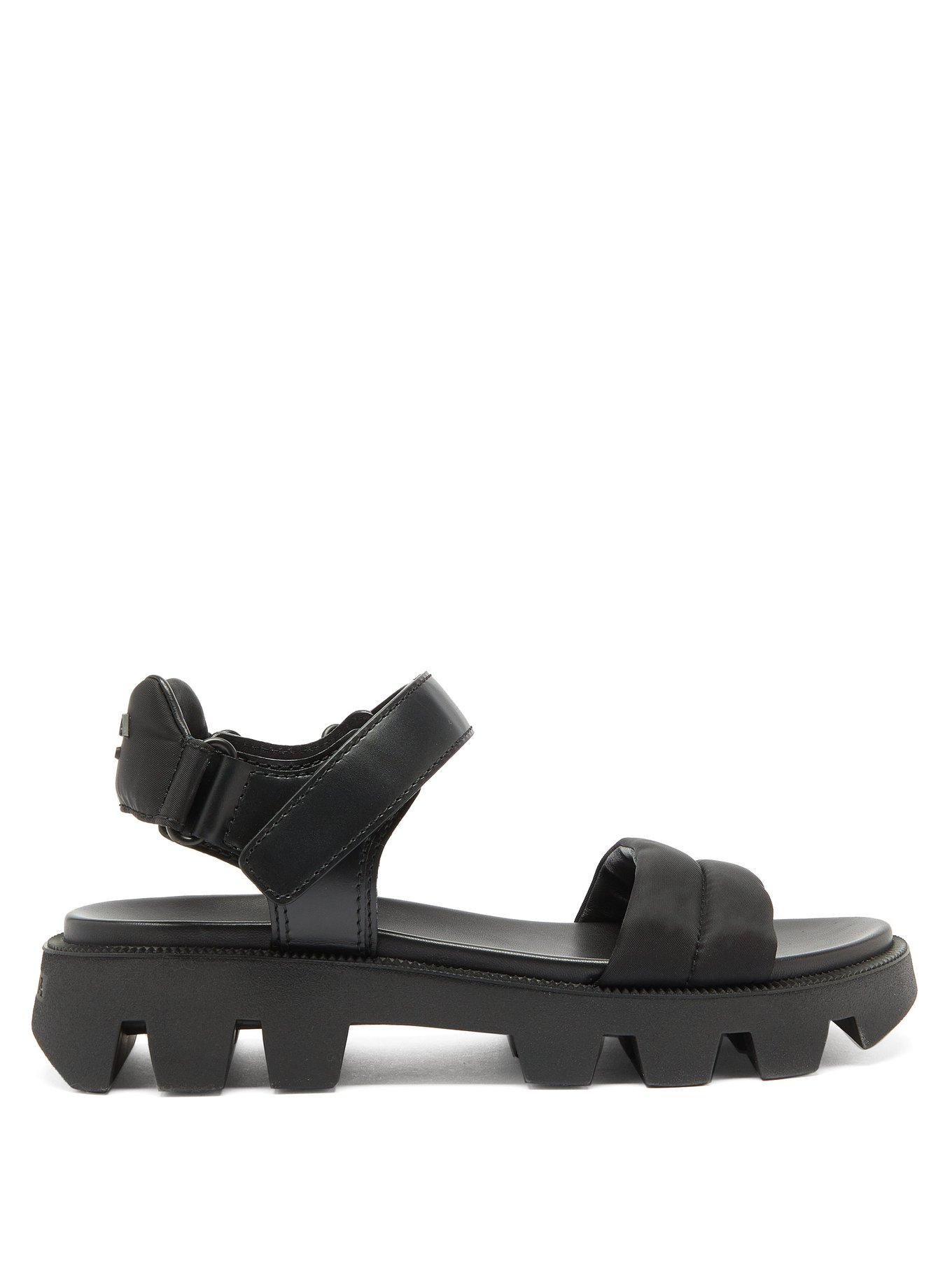 Black Leather and nylon sandals | Prada | MATCHESFASHION US