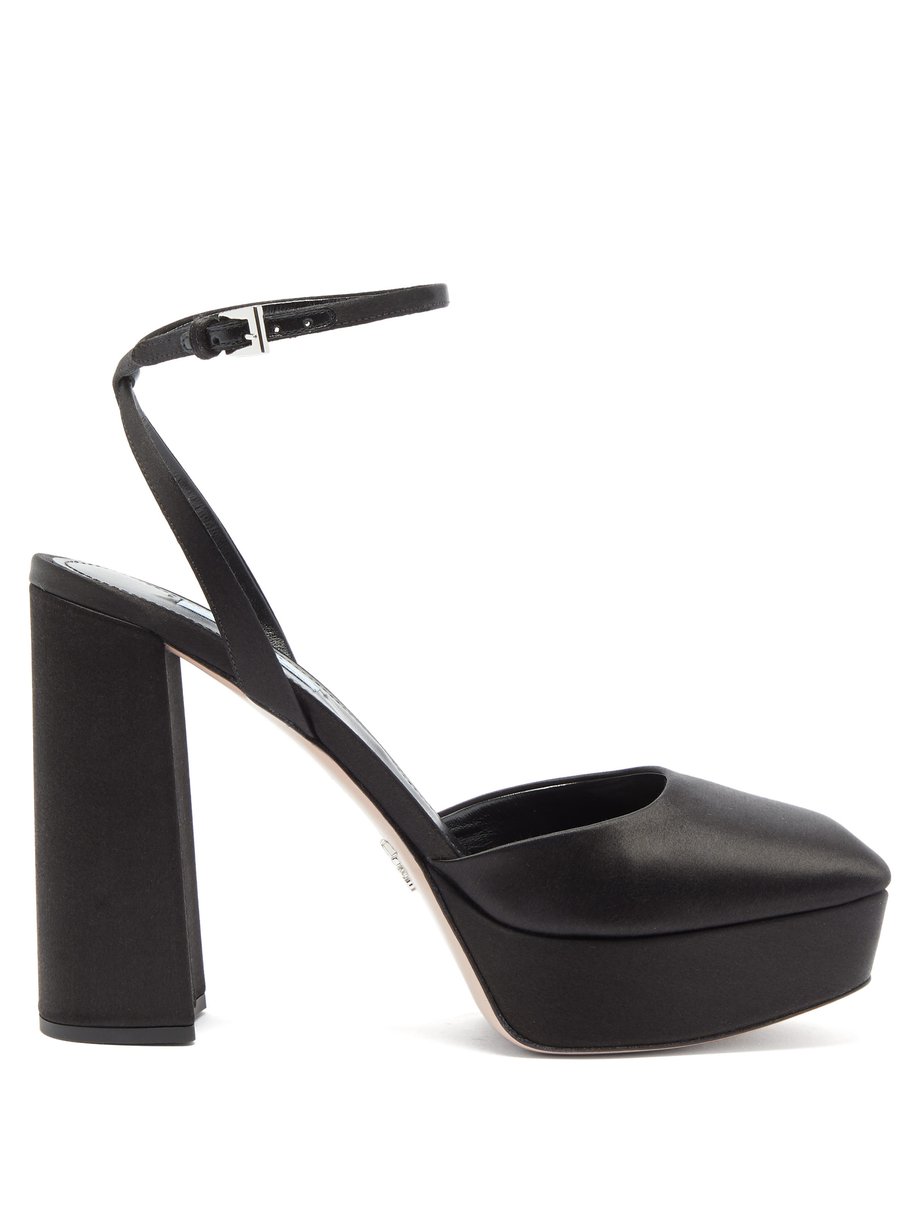 Black Square-toe satin platform sandals | Prada | MATCHESFASHION US