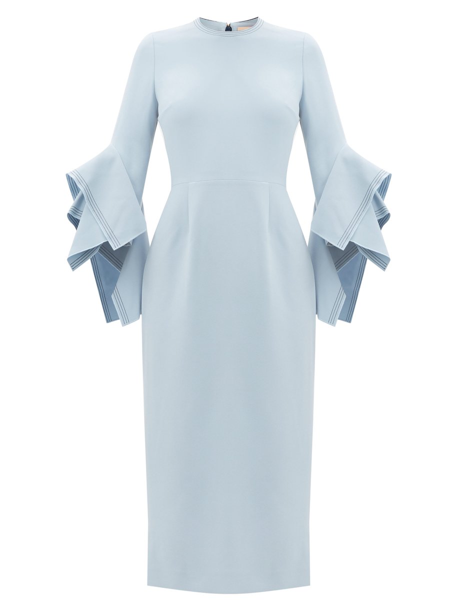 Blue Ronda fluted-cuff crepe dress | Roksanda | MATCHESFASHION US