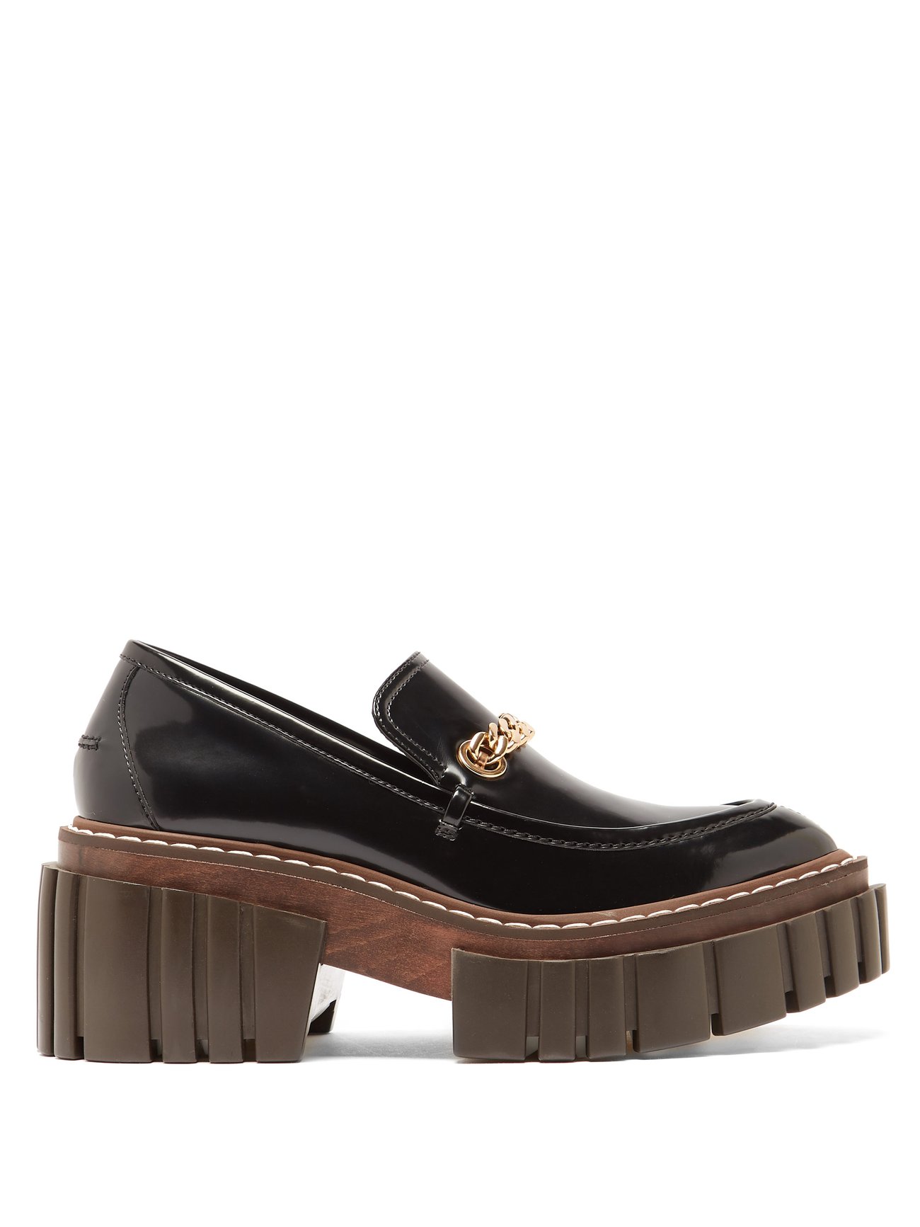 Black Emilie chain-strap faux-leather platform loafers | Stella ...