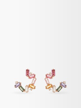 Suzanne Kalan Rainbow diamond, topaz & 14kt rose-gold earrings