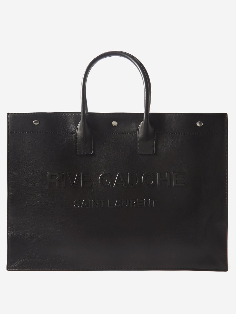 Black Rive Gauche-debossed leather tote bag | Saint Laurent | MATCHES UK