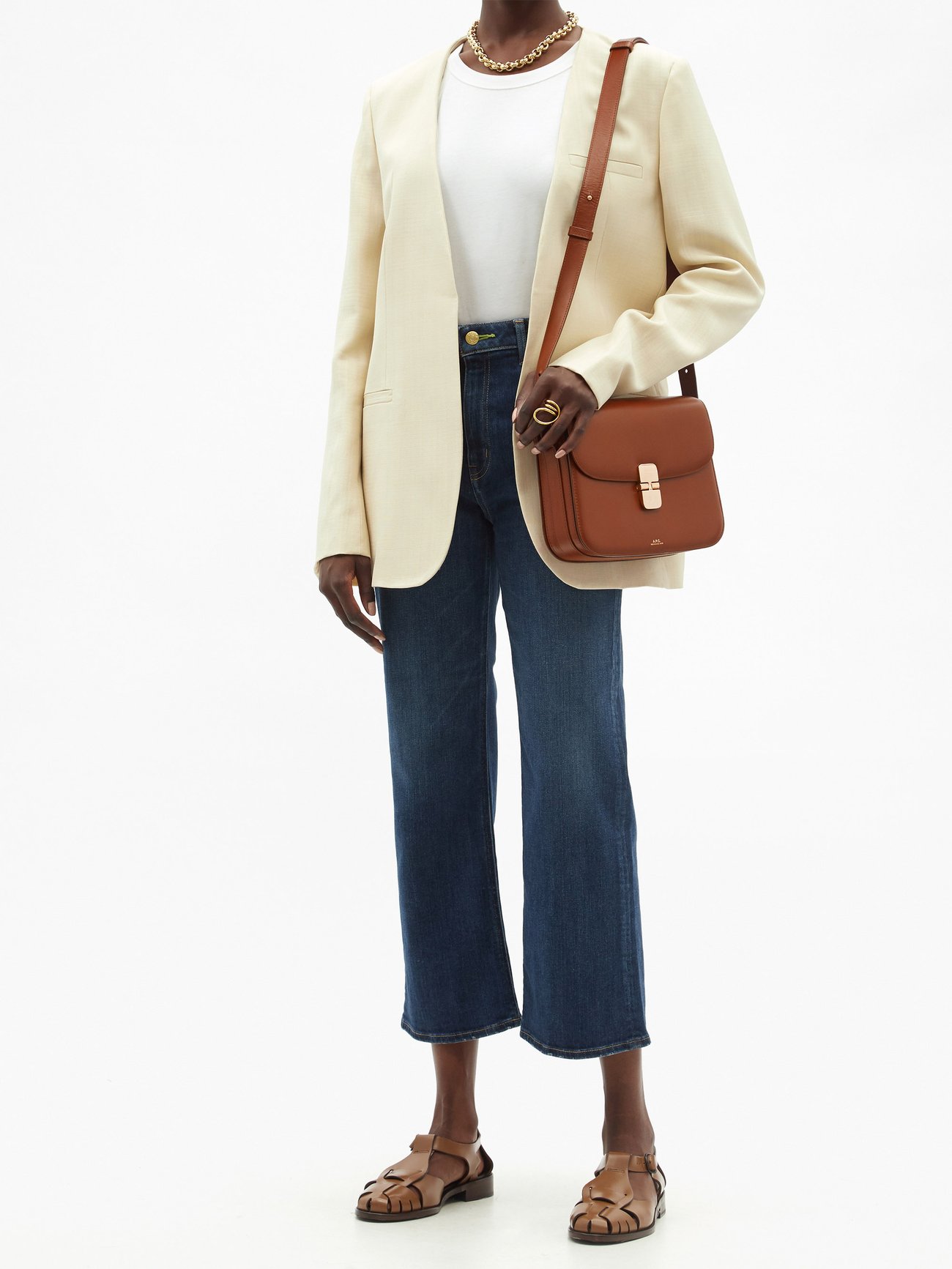 A.P.C. Grace Large Smooth-leather Cross-body Bag in Green