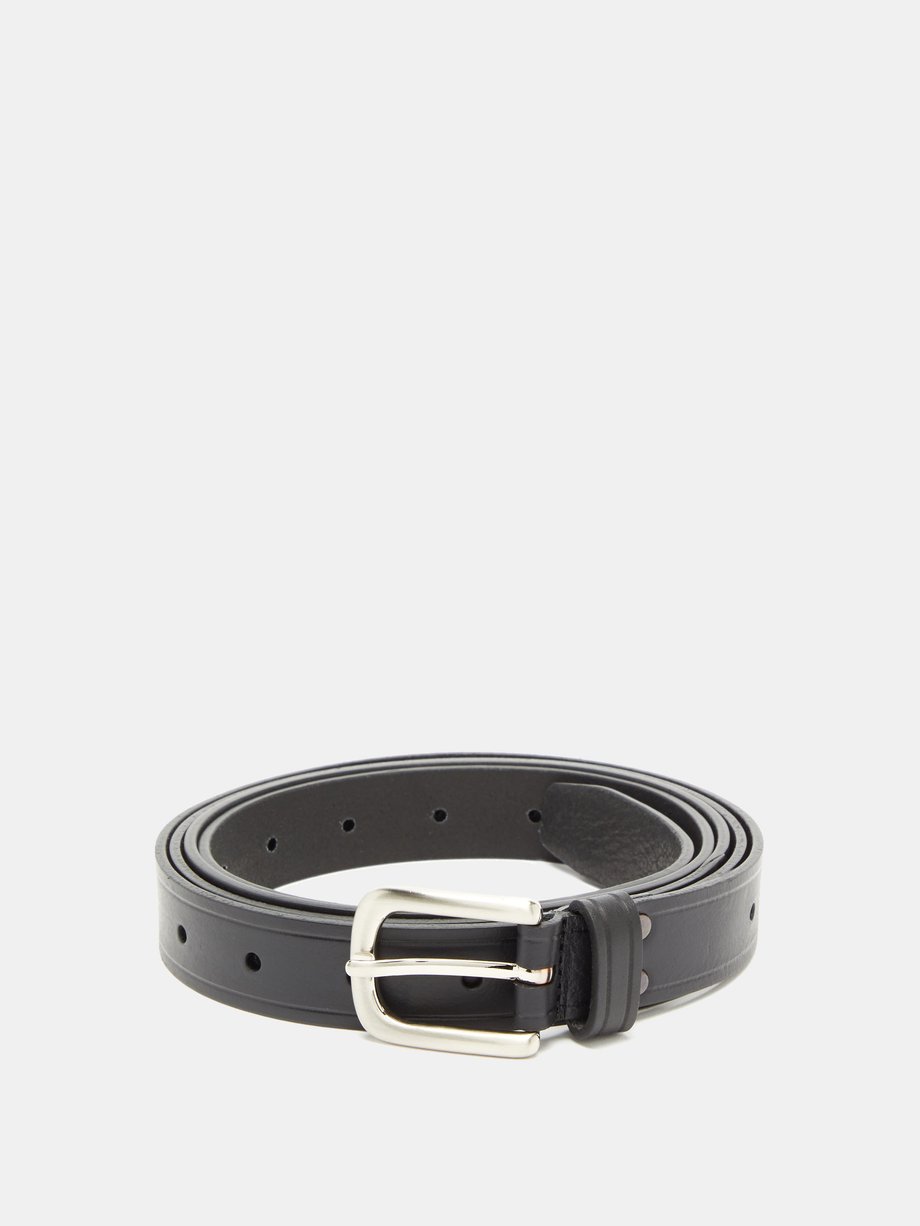 Black Multi-hole double-wrap leather belt | Raey | MATCHES UK