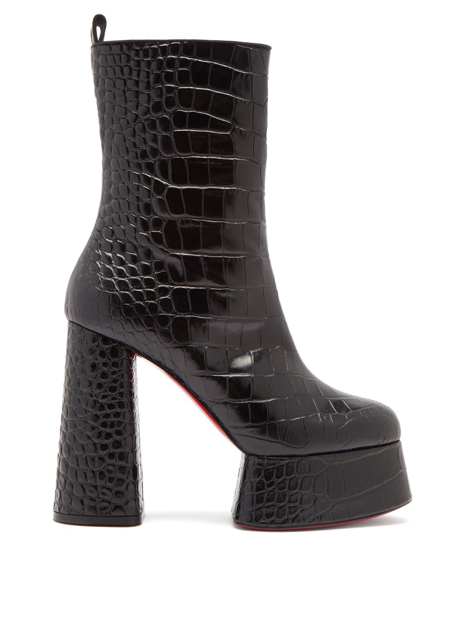 Christian Louboutin - Izamayeah 130 crocodile-effect Leather Boots - Womens - Black